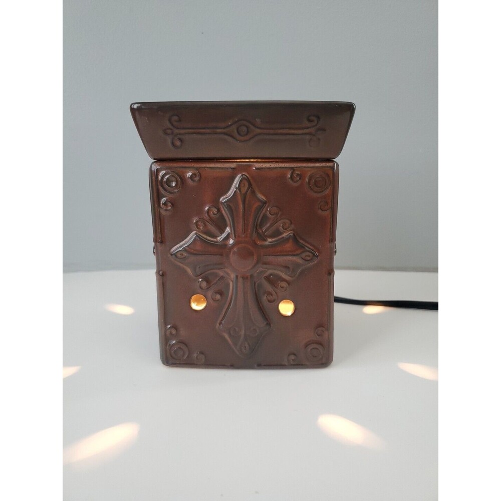Scentsy Brown Hope Cross Celtic Full Size Electric Candle Wax Warmer Retired